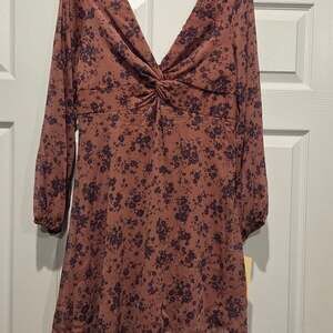 Juniors' Live To Be Spoiled Long Sleeve Knot Front Skater Dress